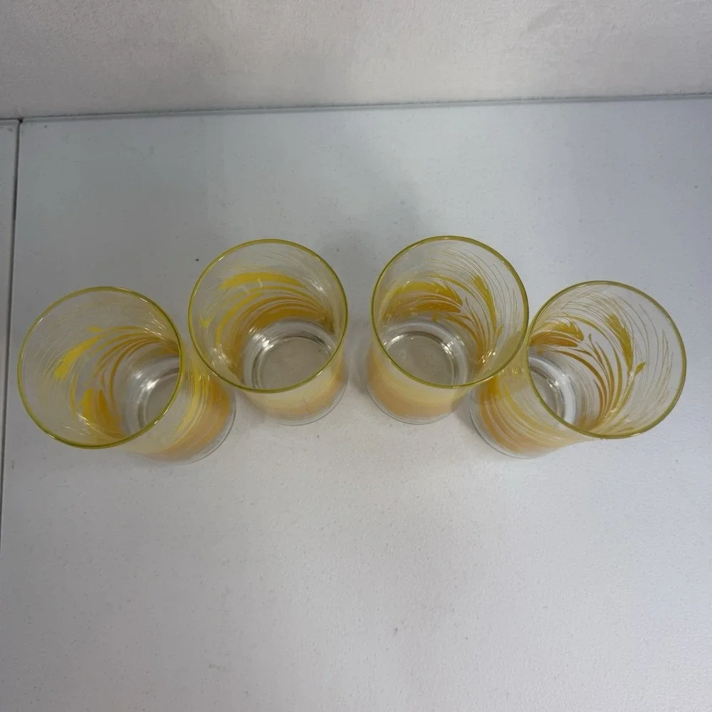 Set of 4 VTG  Libbey Golden‎ Wheat Harvest Tumblers  16 oz. Drinking Glasses